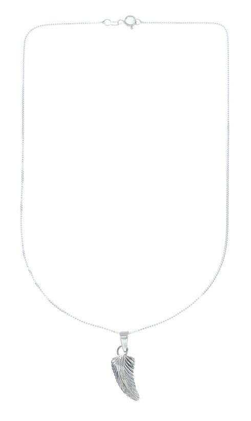 Navajo Sterling Silver Leaf Pendant 16" Box Italian Chain Necklace Set X10680